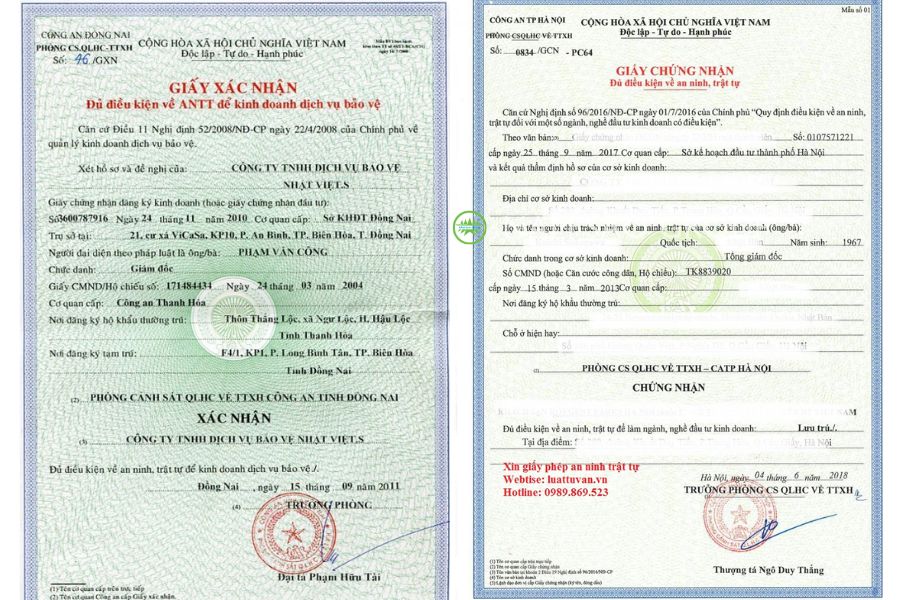 Giấy chứng nhận an ninh trật tự