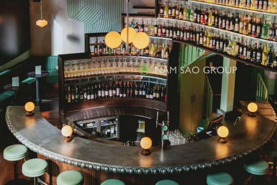 Quầy Bar chữ C, hình vòng cung