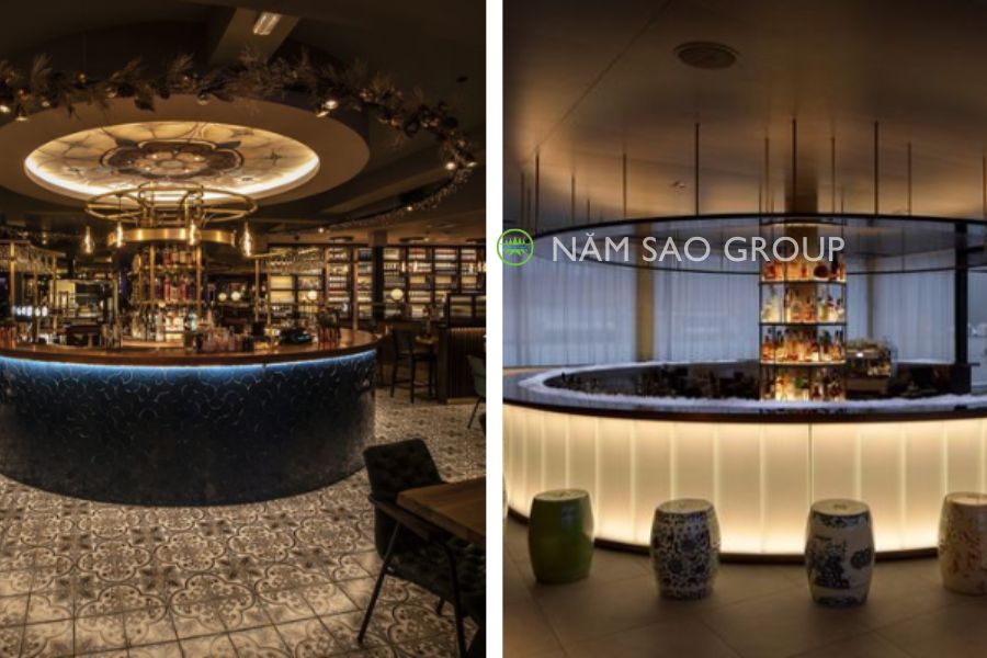 Quầy Bar chữ O, vòng tròn