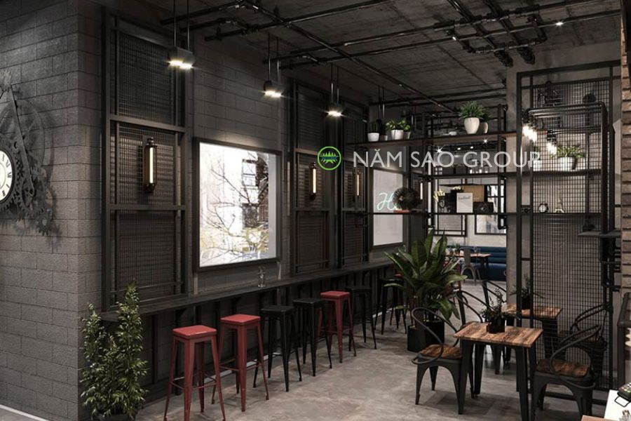Cách trang trí quán bar theo phong cách công nghiệp